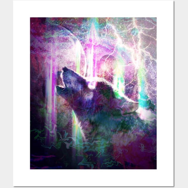 Psychedelic Trippy Wolf Wall Art by Random Galaxy